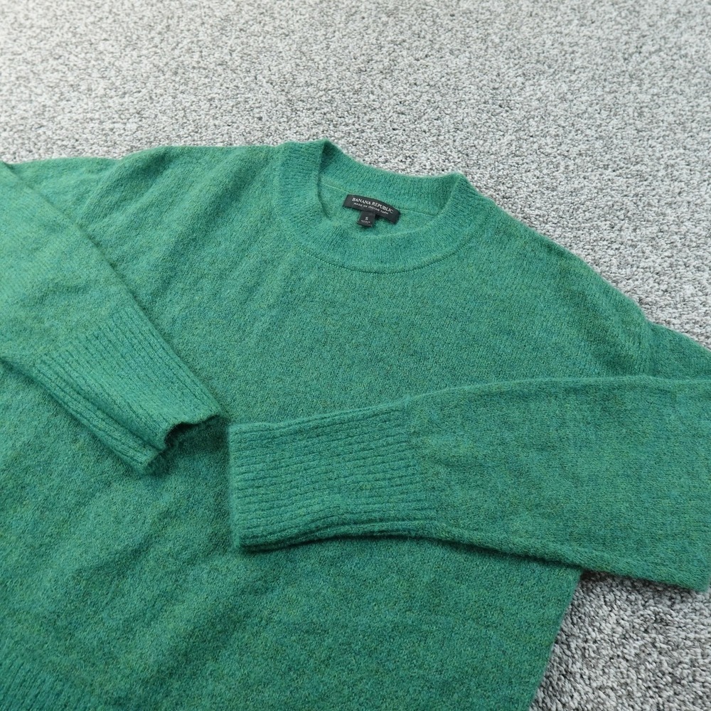 Banana Republic Sweater Womens S Green Alpaca Knit Crewneck Pullover Soft Cozy